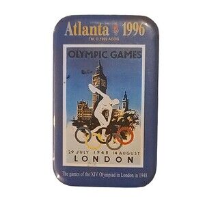 Olympics Atlanta 1996 Fridge Magnet Travel Souvenir 2.5” x 1.5” Blue 1992